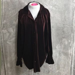 Villager velvet button down blouse